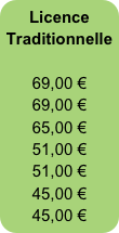 Licence Traditionnelle

69,00 €
69,00 €
65,00 €
51,00 €
51,00 €
45,00 €
45,00 €